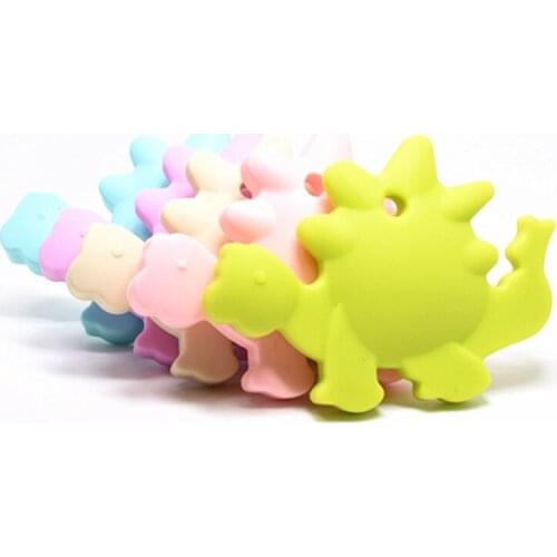 10 PCS Silicone Dinosaur Teether Chewable Pendant Nursing Necklace Silicone Baby Dummy Dino Teether BPA Free Safe and Natual