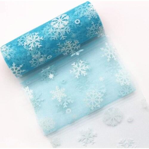 10 yards/roll 6 '15cm snowflake gauze ribbon tulle DIY handmade material hair bow pompon skirt Christmas wedding decoration
