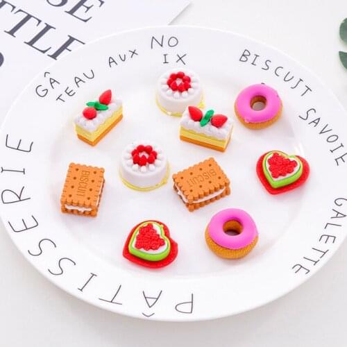 12packs/lot Cute Cookie Donut Eraser Set Pencil Erasers for Office School Kids Prize Writing Drawing Student Gift