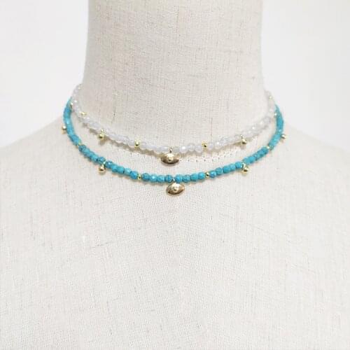 2021 Trendy Charm Eye Pendant Necklace Faceted Stone Beaded Jewelry For Women Exquisite handmade Coraline парные кулоны colar