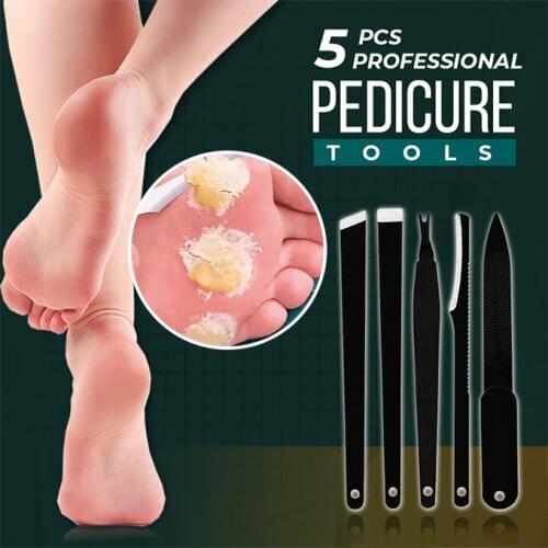 5pcs Professional Pedicure Tools Stainless Steel Foot Care Beauty Kit Foot Rasp Dead Skin Remover Pedicure Kit for Men Women