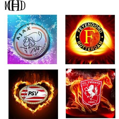 Diamond painting football badge full & round diamond painting 50x50cm football diamond cross stitch crystal mosaic decoration