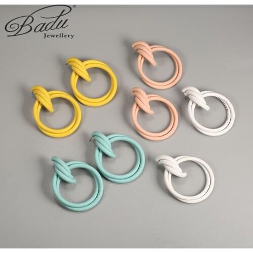 Badu Women Multicolor Hoop Earrings Metal Material Surface Environmentally Friendly Paint Makes Exaggerated Big Earrings Girls