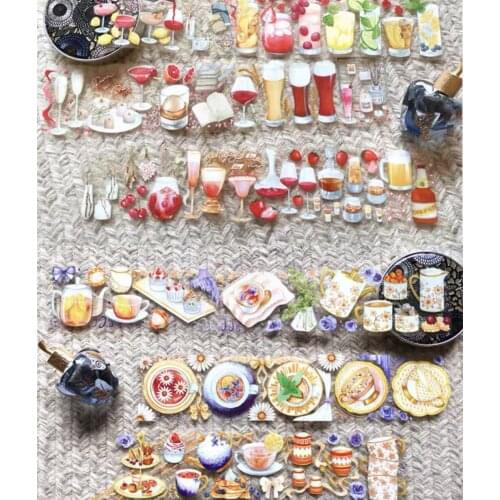 Big Size Colorful Drinks PET Tape for Card Making Bullet Journal DIY Scrapbooking Clear Sticker