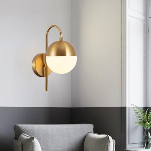 North style Bronze wall light Globe ball wall lamp for Living room bedroom stairs led light art deco sconces wall lamp for home