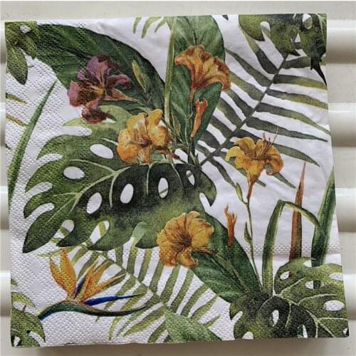 Decoupage paper napkins elegant tissue vintage towel green monstera flower leaf birthday wedding party beautiful hotel decor 20