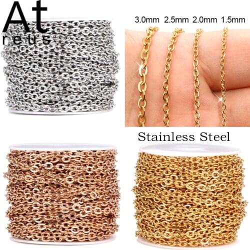 Atreus 5m/lot Stainless Steel Cross O-Chain Bulk for Steel/Gold/Rose Gold Chain 1.5/2/2.5/3.5mm For Necklace Making Diy Jewelry