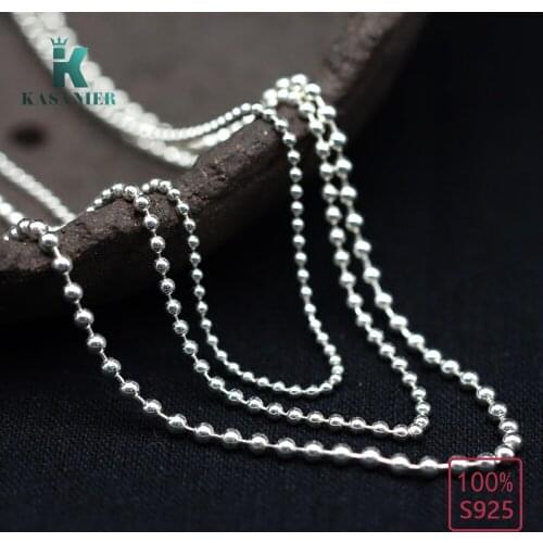 KASANIER 925 Sterling Silver 2/2.5/3MM Wide Bead Necklace With 40-80 cm Women and Girl Sweater Chain Design Profession Jewelry