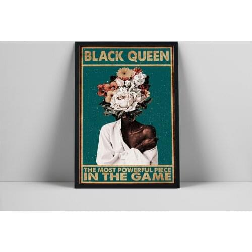 Black Queen The Most Powerful Piece In The Game Vintage Canvas Painting Flower Head Prints and Posters Wall Pictures Home Decor