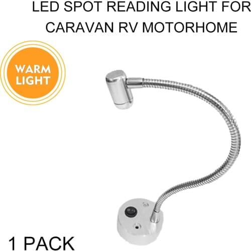 Motorhome Van Caravan 100LM Warm LED Reading Lamp 12V 1W Wall Mounted Spotlight Adjustable For RV Camper Bus Lorry Bookcase