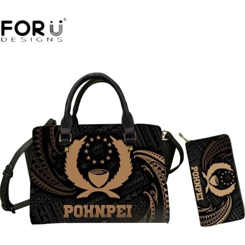 FORUDESIGNS Pohnpei Tribal Polynesian Wave 3D Printing Pu Women Top-Handle Bags Luxury Designer Totes Handbag Casual Purse Bolsa