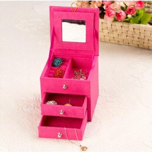 FORWELL Small Mirrored 3 Layers Jewelry Organizer Box Display Holder Case Ring Earring Necklace Storage Women Girls Gift