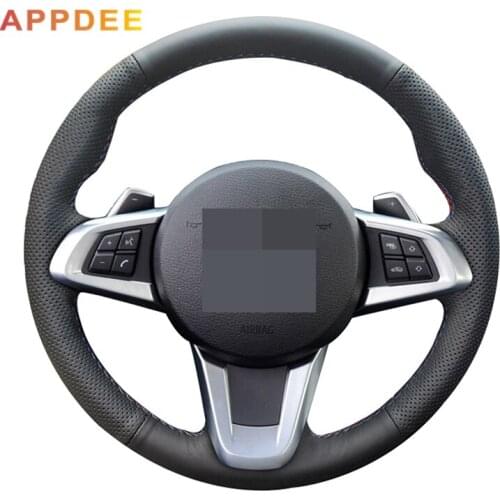 Handsewing Black Artificial Leather Steering Wheel Covers for BMW Z4 2009 2010 2011 2012 2013 2014 E83