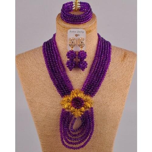 Purple african beads jewelry set 6CDBS