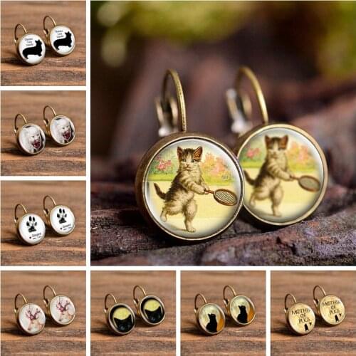 2019 Hot Sale Cute Cat Pattern Stud Earrings Fashion Handcraft Jewelry Creative Gift for Women Fashion Accessories Jewelry