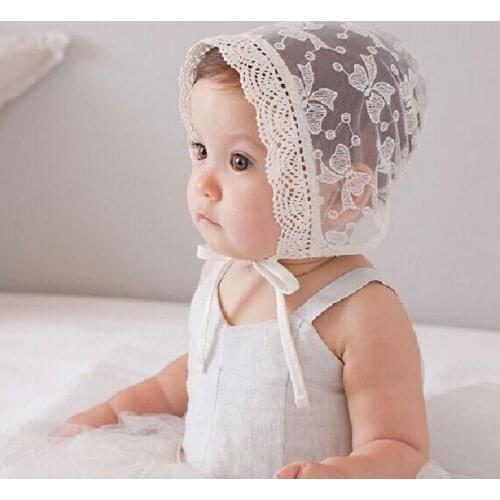 Fashion Girls Princess Hats Bonnet Retro Cap Cotton Palace Cute Sun Hats Lace Cap Newborn Photography Props