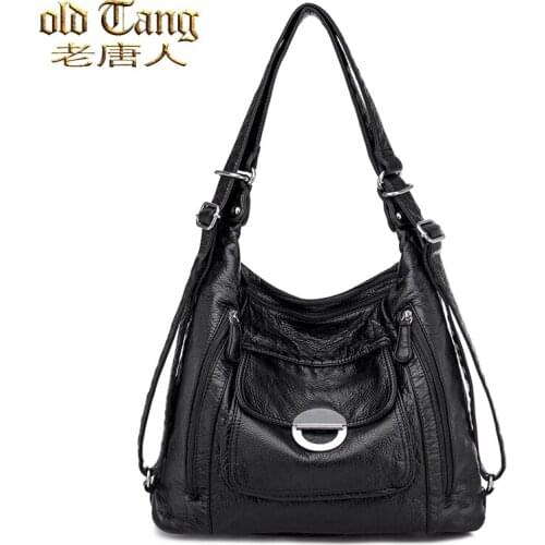 OLD TANG Fashion Travel Womens Backpack Casual Shoulder Bags for Women 2020 High Quality Concise Leather Backpack Mochila