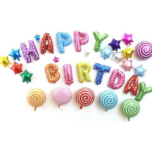 Happy birthday balloon set colorful lollipop letter shape balloon birthday party holiday decoration balloon package