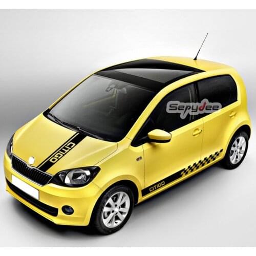 1 Set Car Hood Bonnet Decal Engine Cover Racing Sport Body Door Side Stripes Skirt Sticker For Skoda Citigo Car Accessories
