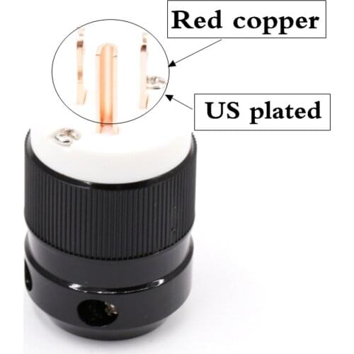 Factory wholesale hifiX 2PCS HIFI audio Red copper plated US AC power plugfor power cable extension adapter