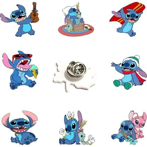 Disney Creative Design Funny Stitch Animation Pattern Clothes Pin Accessories Lapel Pin Jewelry Epoxy Acrylic Jewelry Pin