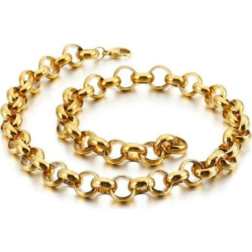 New Design Silver Color/Gold Tone Handmade Link Rolo Chain Mens Womens Necklace Or Bracelet 1PCS Unisexs Jewelry 7-40" 8mm Wide
