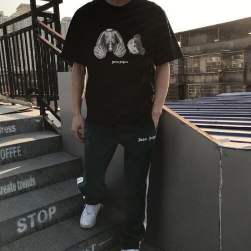 Palm Angels Love Skull Head Broken Bear Print Mens Womens Short Sleeve Top T-Shirt
