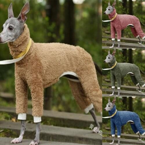 Dog Plush Clothes European And American Pet Solid Color Long Sleeve Clothing Dog Four Legged High Collar Sweater Pet Warm Coat