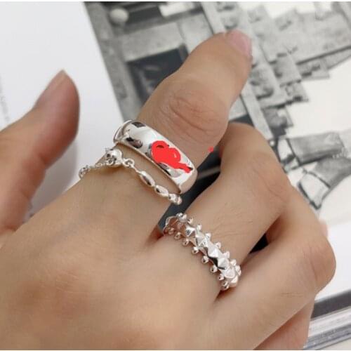 Authentic 925 Sterling Silver Fine Jewelry Olive Leaf Beads Ring rivet Rings C-J1621