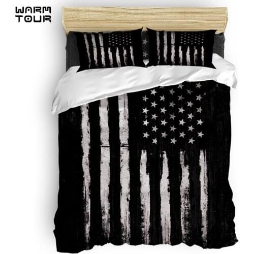 WARMTOUR Duvet Cover White Grunge American Flag Duvet Cover Set 4 Piece Bedding Set For Beds