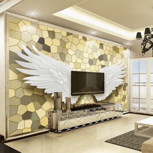 Custom Photo Wall Paper 3D Relief Angel Wings Mosaic Wall Mural Painting Luxury Living Room TV Background Home Decor Wallpaper