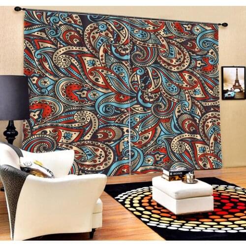 3D Curtain Luxury Blackout Window Curtain Living Room colorful pattern curtains Decoration curtains