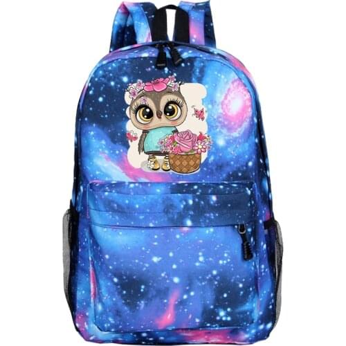 Mochila Kawaii Owl Backpack Women Plecak School Bag for Teenager Girl Boy Children Galaxy Cute Cartoon Rucksack Kids Bookbags