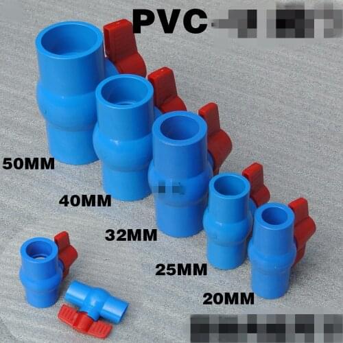 1pcs 20/25/32/40/50/63mm Slip x Slip Shut Off Water PVC Ball Valve Blue 1/2" 3/4" 1" 1-1/4" 1-1/2" 2" BSP Female x Female