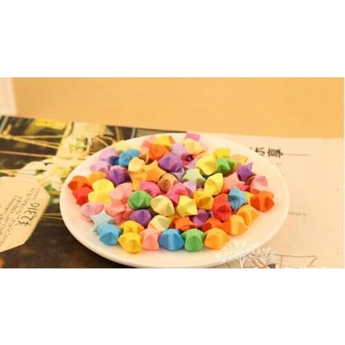 Solid color paper folded stars 1.5cm finished multi candy color mixed paper crafts 400pcs lot