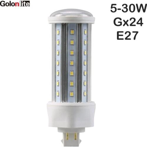 Golonlite LED PLC corn lamps 360 degree 4 pin g24 led bulb E27 E26 GX24D GX24Q 2 4 pins led g24q-2 light plc 4 pin led g24 lamp