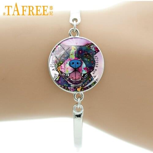 TAFREE 2017 Colorful Dog Bracelet Multi styles dog face art picture glass dome watercolor Christmas gifts Vintage jewelry A252