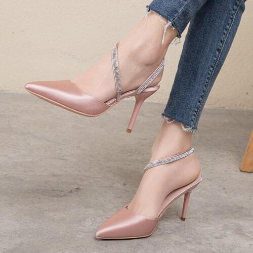 MHYONS Womens Crystal Strap Pumps Fashion Thin High Heels 2020 Spring Summer Gladiator Shoes Woman Nude Slingbacks Sandals Mujer