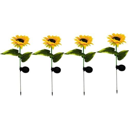 4 Pack Sunflower Solar Lights Outdoor,LED Landscape Path Light for Courtyard Sidewalk Terrace Lawn Backyard Decor