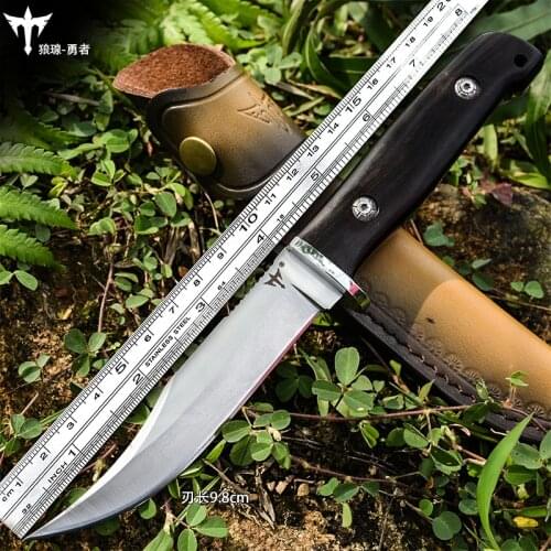 Voltron outdoor knives survival tactical wilderness survival knife camping knives wood handle 9cr18mov blade