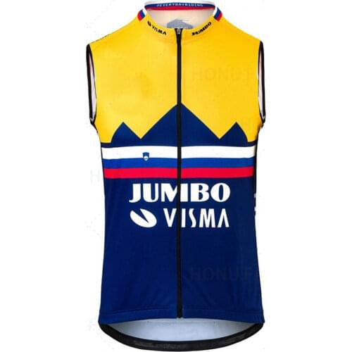 JUMBO VISMA Team Cycling Vest 2021 New Windproof Breathable Windvest Sleeveless Maillot MTB Ropa Ciclismo Windstopper Gilet
