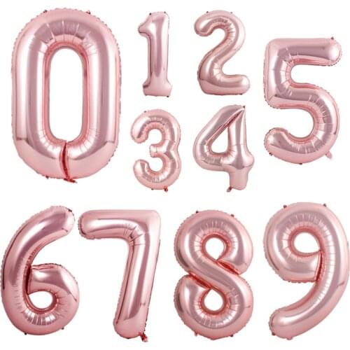 1pcs 40inch Rose Gold Helium Aluminium Foil Number Balloons 0-9 Birthday Wedding Engagement Party Decor Globos Kids Supplies