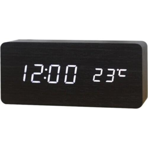 1 Pcs Modern Wooden Alarm Clock Wood USB/AAA Digital LED Calendar Thermometer Alarm Clock For Home Bedroom