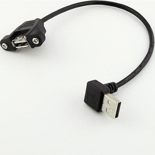 1pcs USB 2.0 A Female Panel Mount to USB A Male UP Angled Plug Extension Cable 25cm