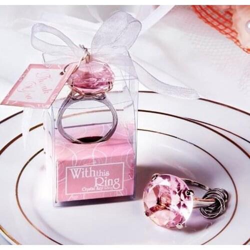 10 pcs Diamond ring shape keychain Key accessories home party Favors Wedding Gifts For Guests wedding souvenirs