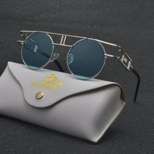 2018 New Fashion Gothic Steam Punk Glasses Brand Designer Vintage Summer Women Round Sunglasses with box NX