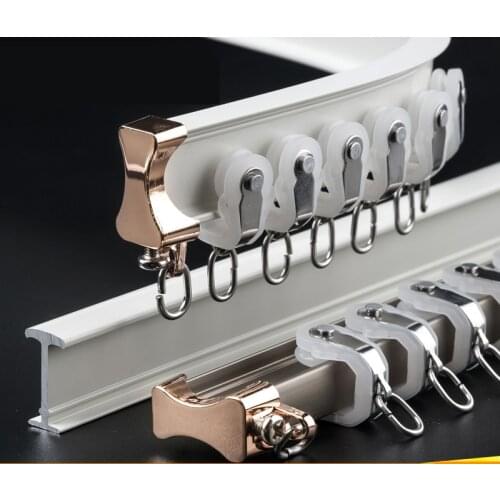2019 New Arrival Thick Luxury Bending Curtain Tracks Bulit-in Nano Plastic Strip Aluminum Alloy Curtain Accessories Customized