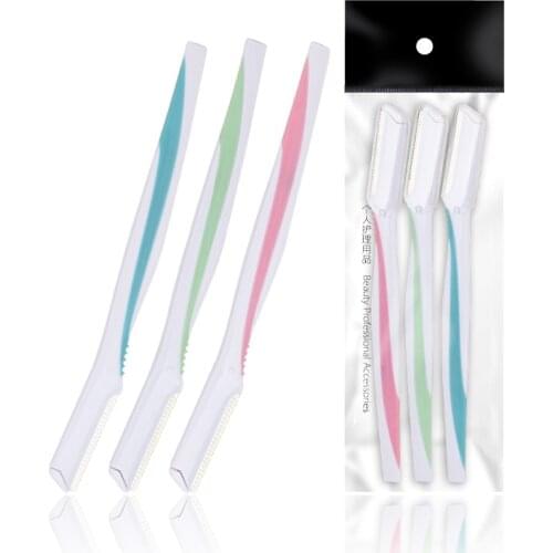 3/Pcs eyebrow razor safety face blade plastic knife eyebrow trimmer razor face hair removal blade woman makeup tool