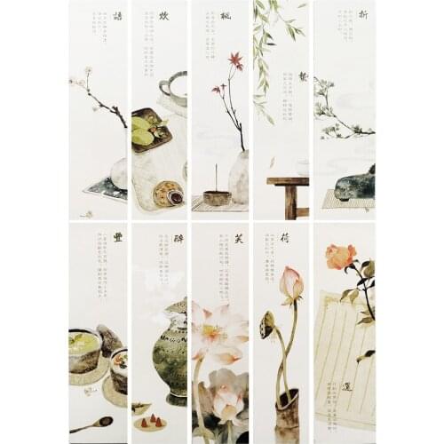 30pcs/pack Retro Chinese Style Card Greeting Card Paper Bookmark Bookshelf Stationery Bookmark School Stationery Office Supplies