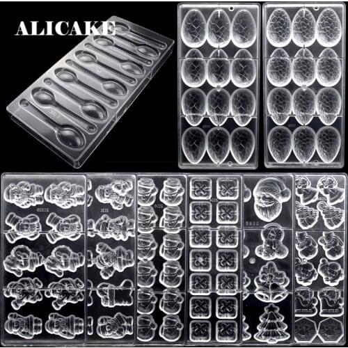 3D Chocolate Candy Molds Polycarbonate Christmas Santa Claus Easter Egg for Chocolate Mould Tray Form Baking Pastry Tools